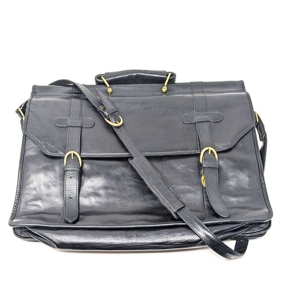 Hidesign Mens Bag Roma Briefcase Leather Black Messenger Legal Lawyer Plaid